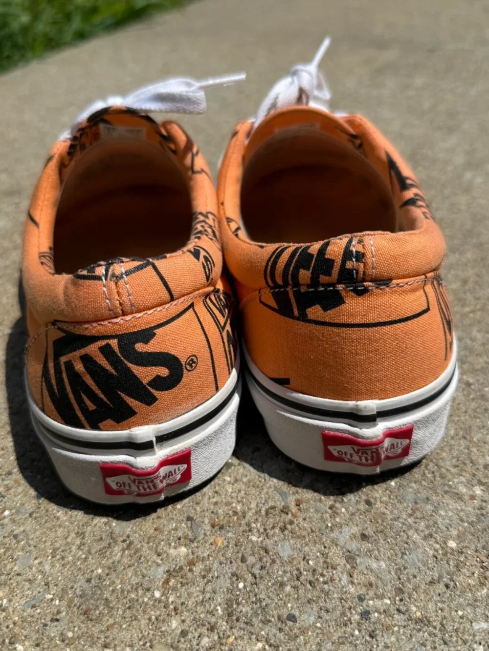 Vans Era Mens 8.5 Womens 10 Orange Logo Print Y2K Skater Streetwear Shoes 4046